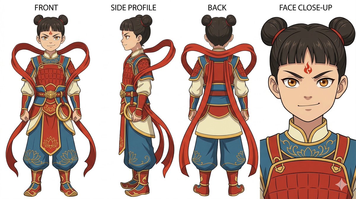 Ghibli Nezha Character Turnaround AI image template preview