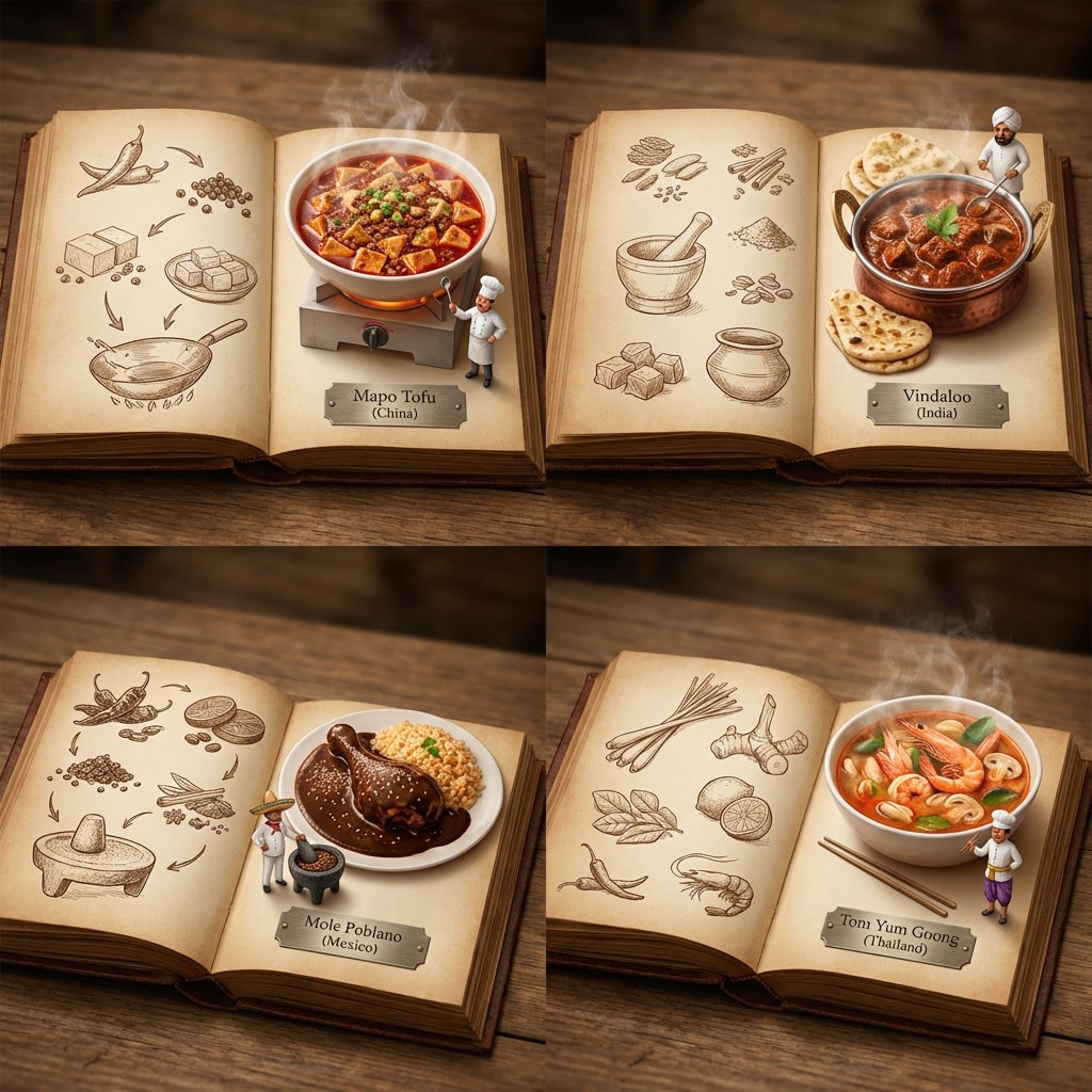 2x2 Grid Pop-Up Cookbook Diorama Prompt for Nano Banana AI image template preview