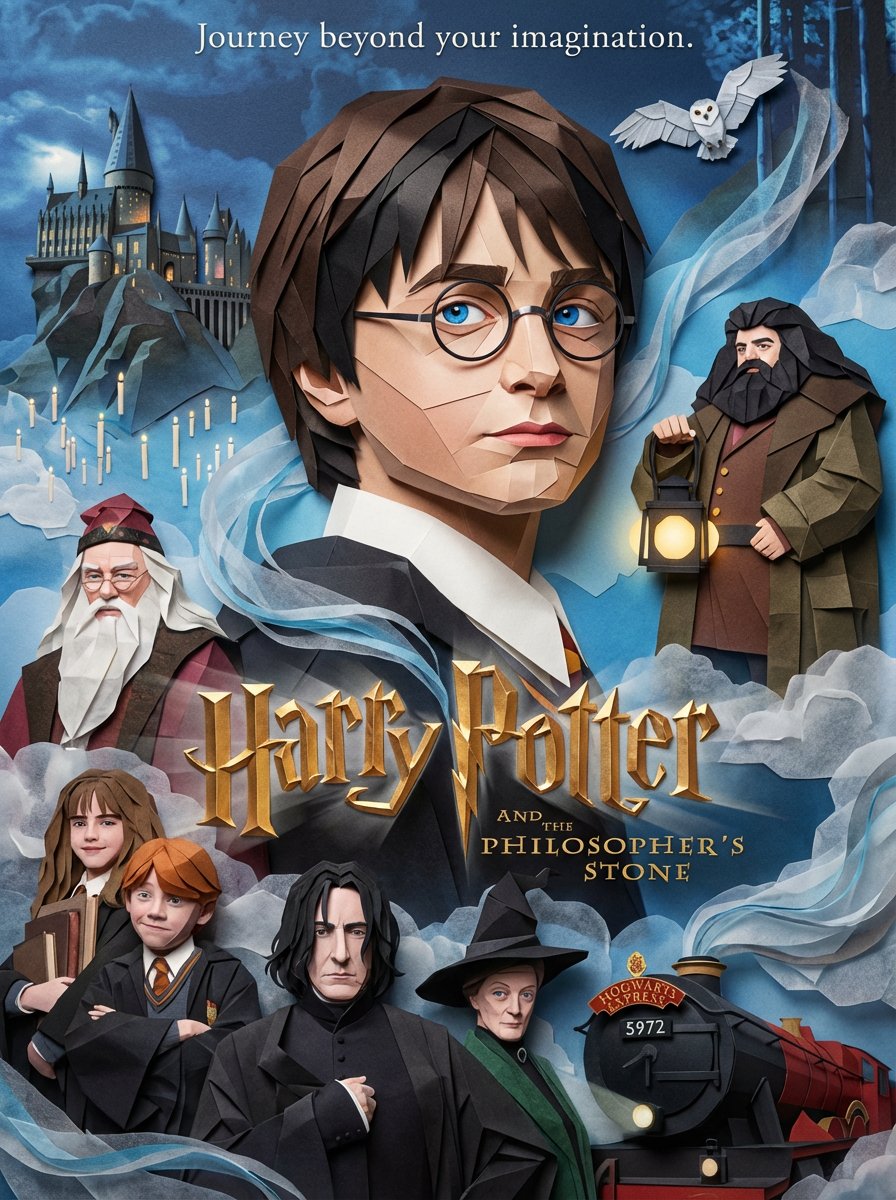 Origami Paper Craft Movie Poster Transformation AI image template preview