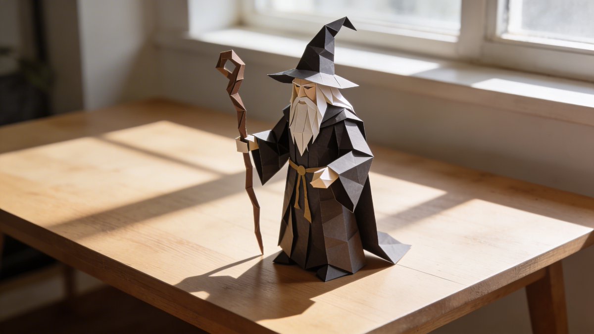 Hyper-realistic Origami Sculpture AI image template preview