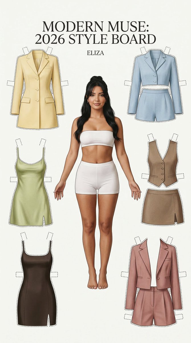 2026 Fashion Paper Doll Editorial Board AI image template preview