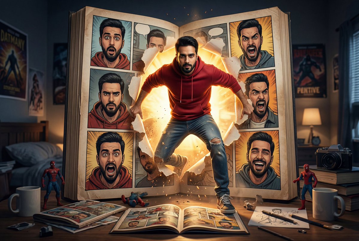 Cinematic Comic Book Step-Out Scene AI image template preview