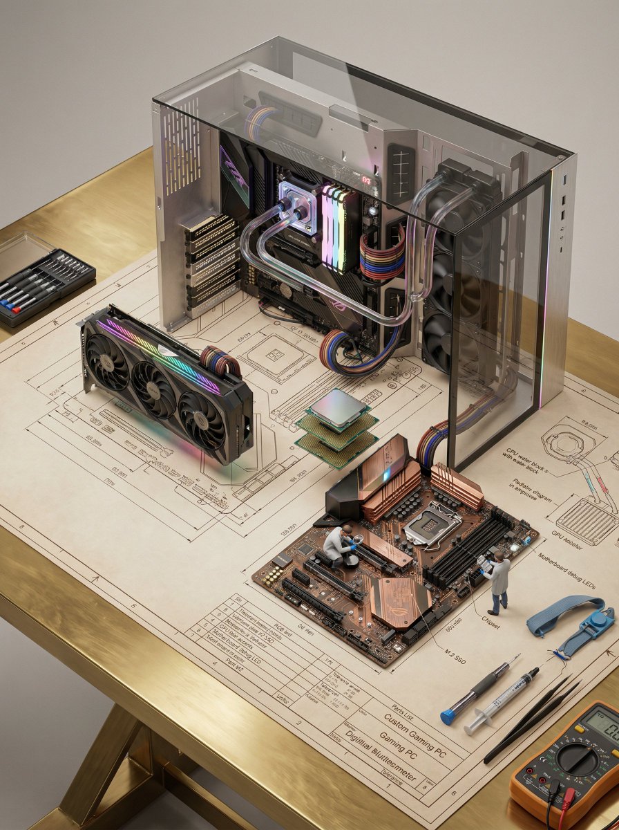 Technical Blueprint of an AI GPU Cluster AI image template preview