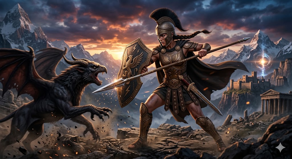 Nano Banana Pro Image Generation of a Mythological Warrior AI image template preview
