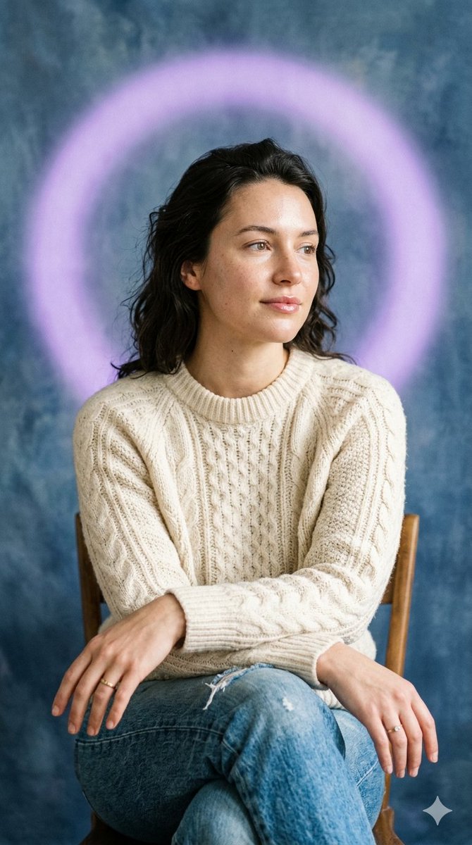 Editorial Introspective Studio Portrait AI image template preview