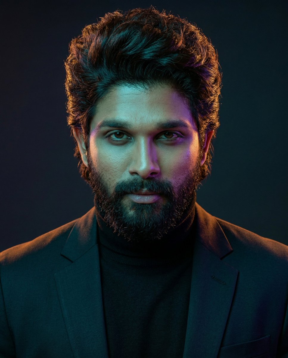 Cinematic Dual-Color Studio Portrait AI image template preview