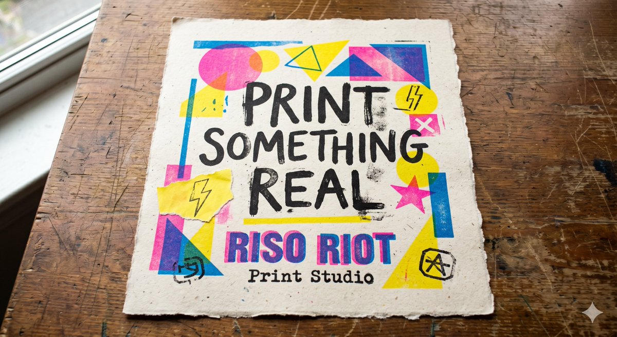 Tactile Risograph Studio Poster AI image template preview