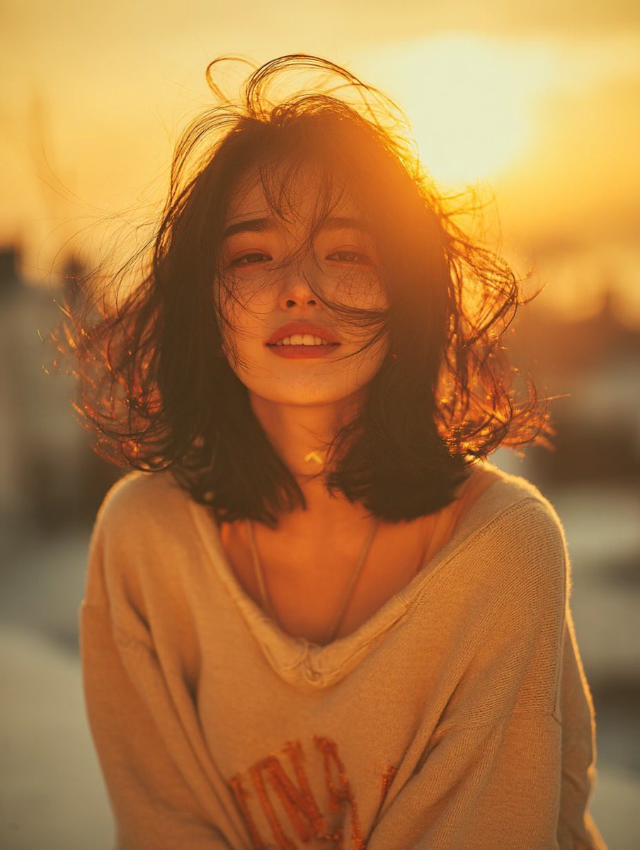 Golden Hour Rooftop Portrait AI image template preview