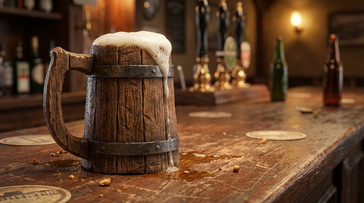Wooden Beer Mug Render AI image template preview
