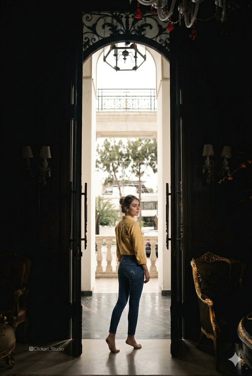 Grand Doorway Chiaroscuro Portrait AI image template preview