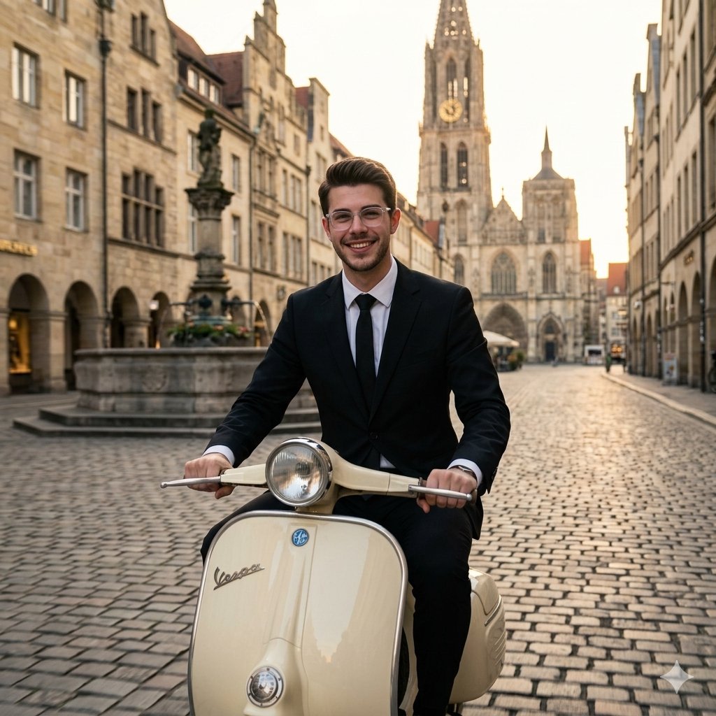 Vintage European Scooter Ride AI image template preview