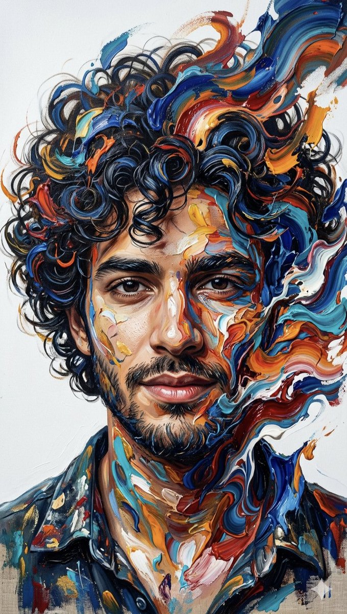 Abstract Impasto Portrait Prompt AI image template preview