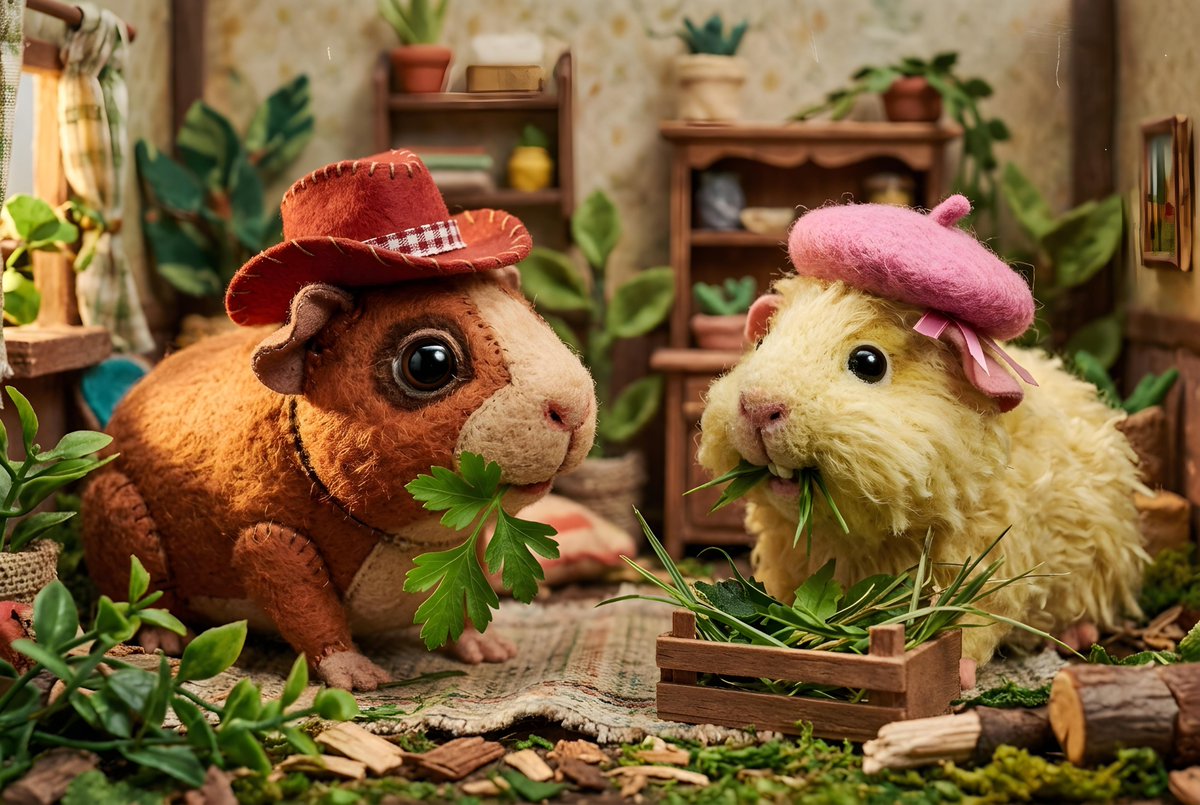 Guinea Pigs with Fashion Accessories AI image template preview