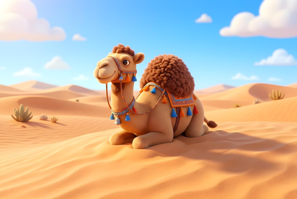 Dromedary Camel in Desert AI image template preview