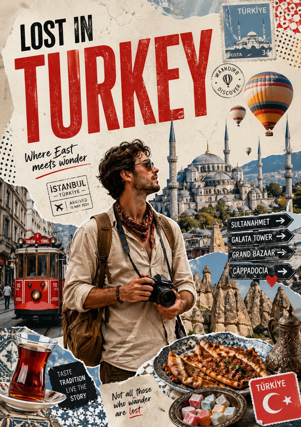 travel-poster-graphic-collage AI image template preview