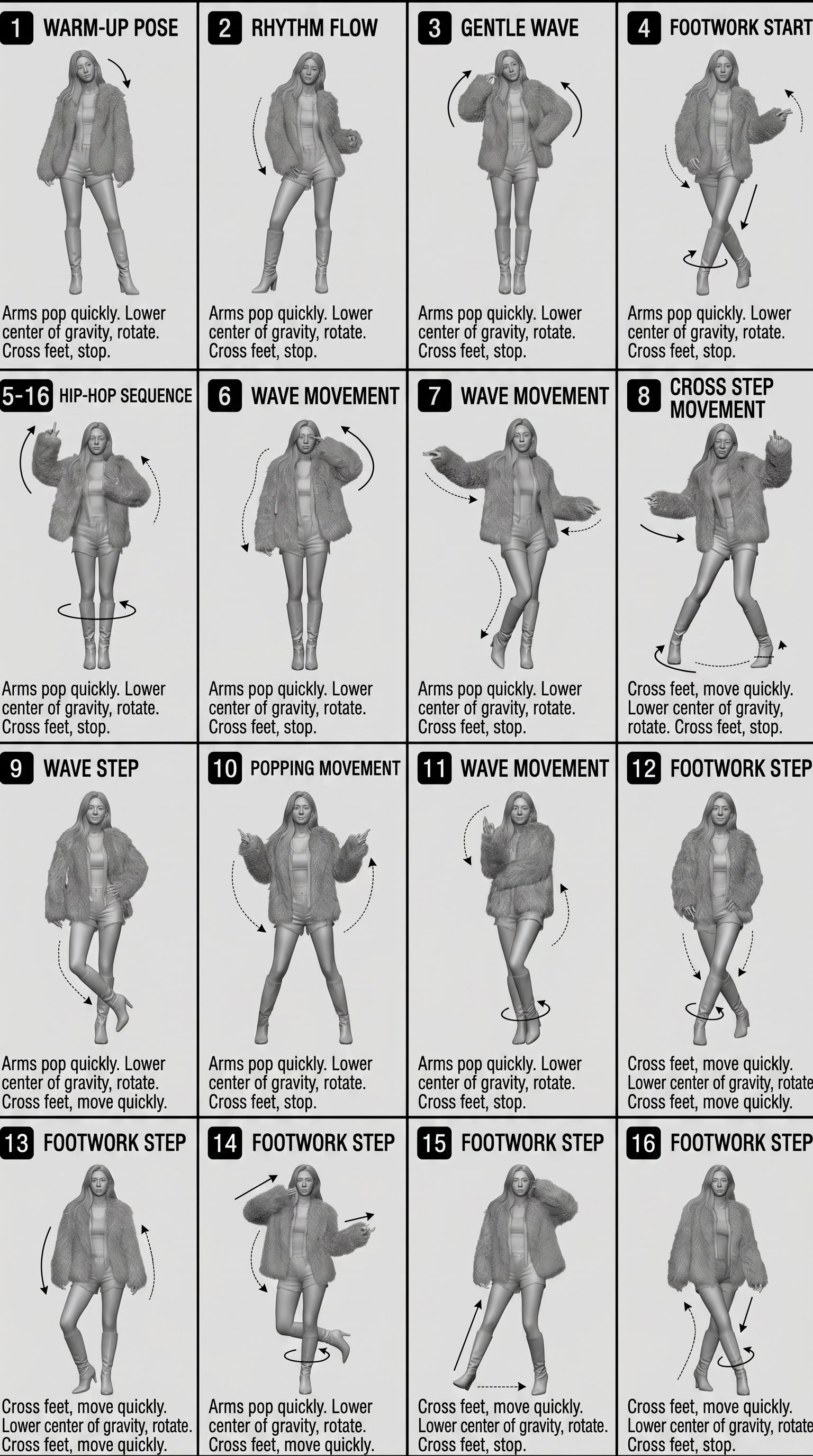Movement Sheet - Dance Reference (Seedance 2.0) AI image template preview