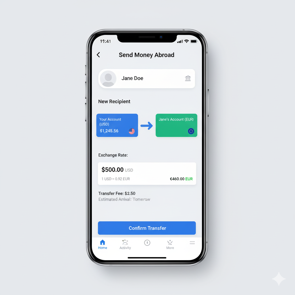International money transfer interface