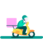 Animated moped driving