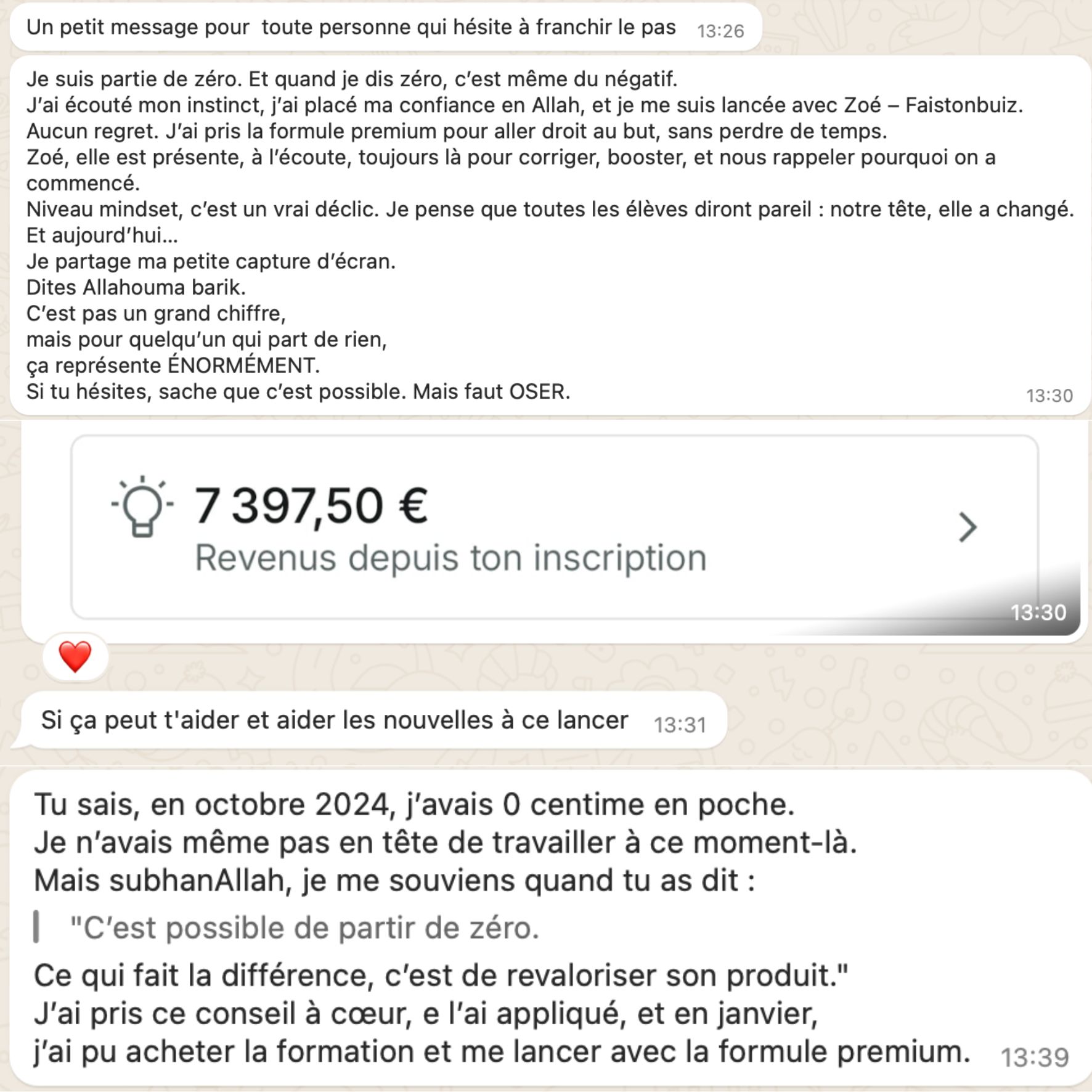 Capture du résultat de Rachida