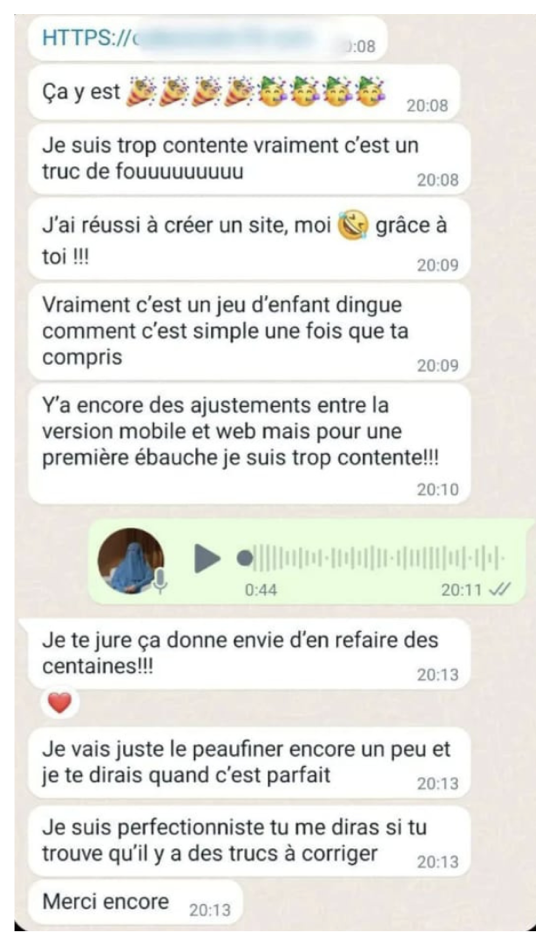 Batoul a créé son site grâce à l'atelier