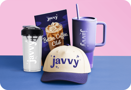 Some iced coffee made with Javvy's Coffee Concentrate. Some Javvy's Coffee Concentrate scattered across the table.