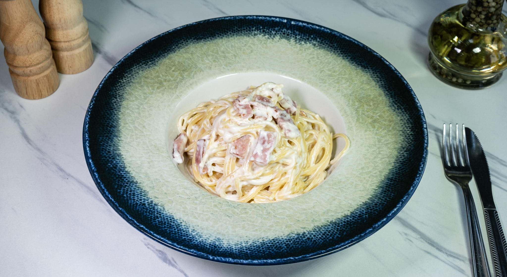Imagine din meniu cu Spaghete Carbonara