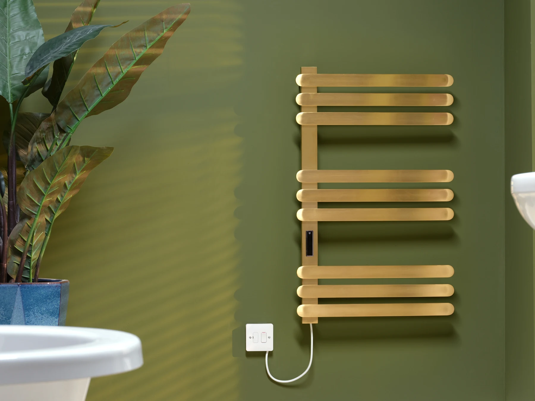 Greeba Brushed Brass Electric Towel Rail
