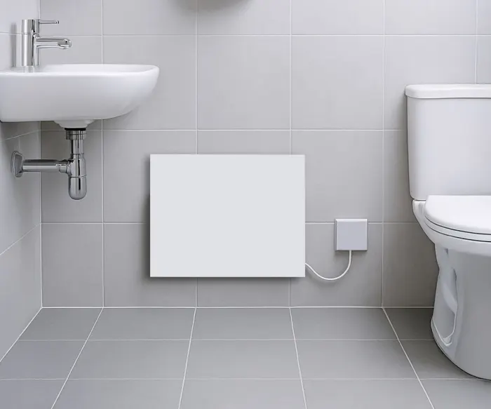 Splashproof electric bathroom heaters