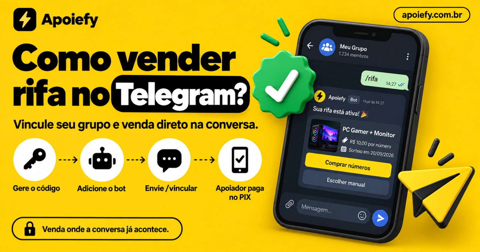 Como vender rifa no Telegram com bot: passo a passo do /vincular ao PIX