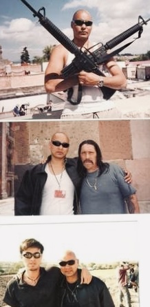 Carlos on Once Upon a Time in Mexico set with Danny Trejo