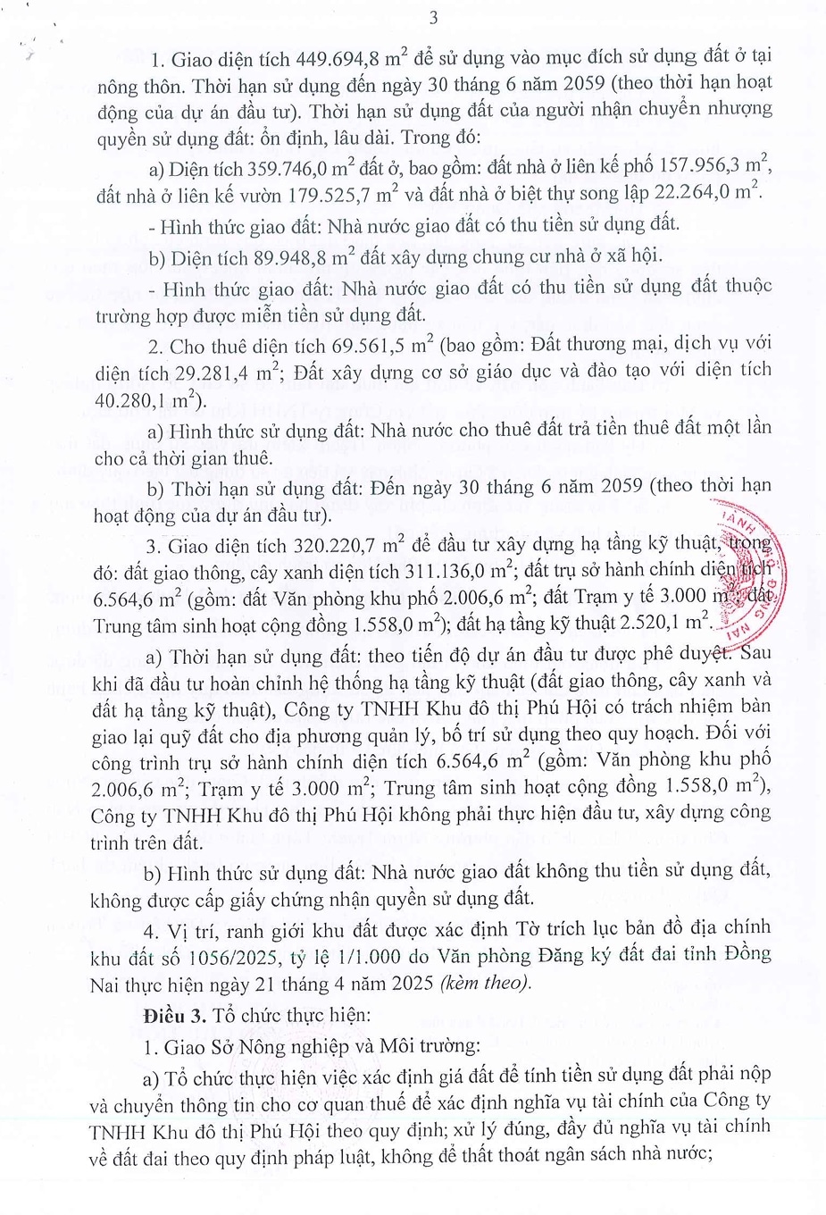 QĐ 2979/QĐ-UBND trang 3 – Chi tiết diện tích từng loại đất