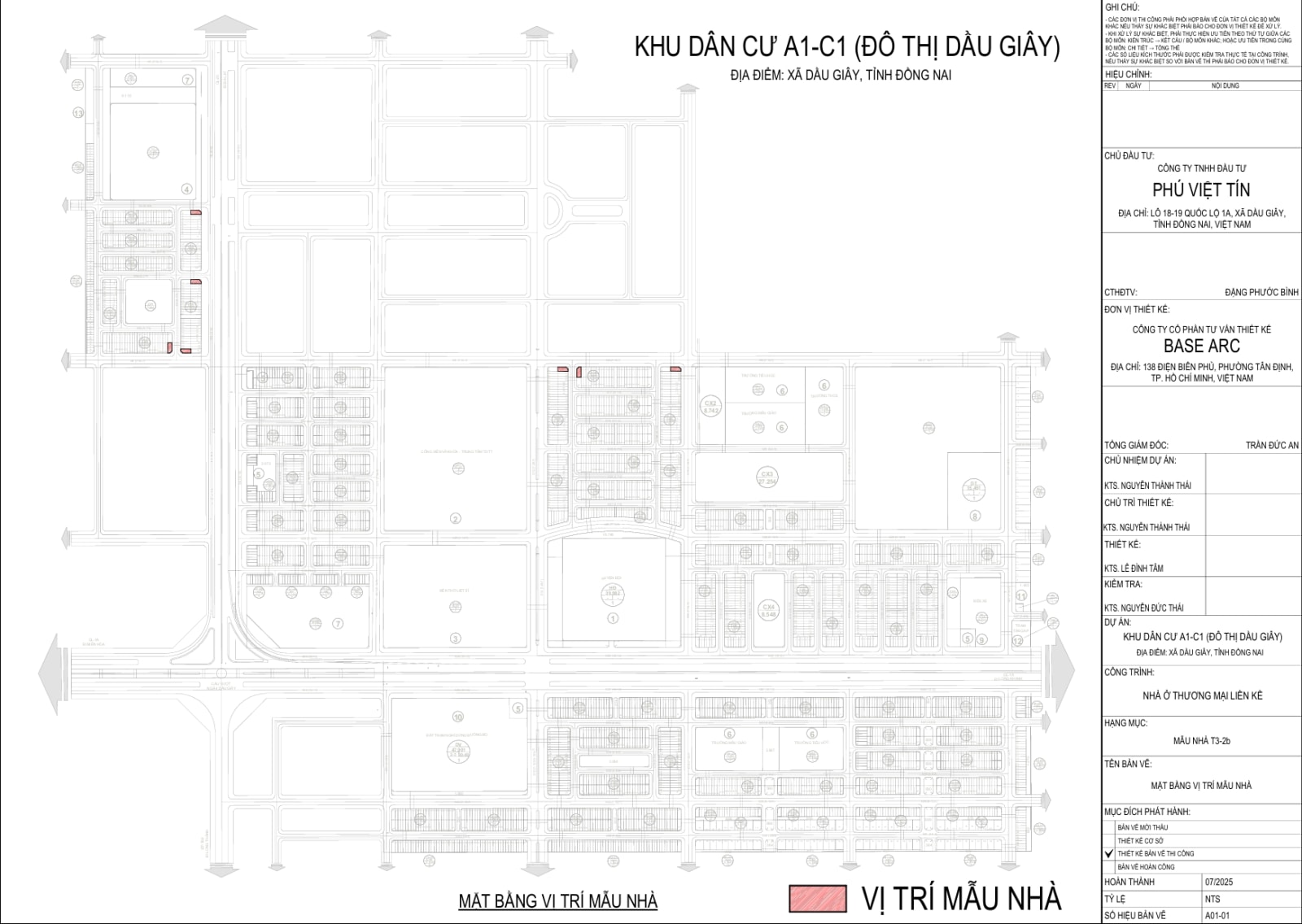 Bản vẽ A01-01 — Mặt bằng vị trí mẫu nhà T3-2b The Link City