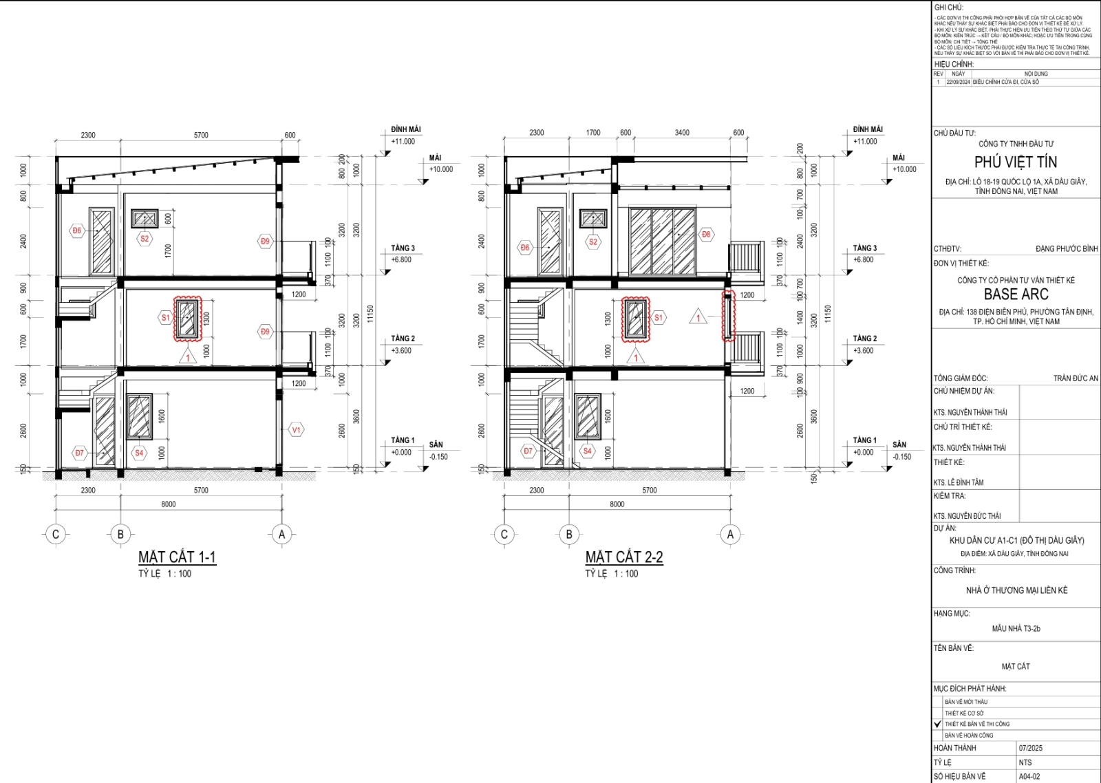 Bản vẽ A04-02 — Mặt cắt A04-02 mẫu nhà T3-2b The Link City