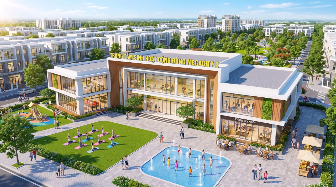 Cảnh quan xanh mát tại khu dân cư Mega City 2