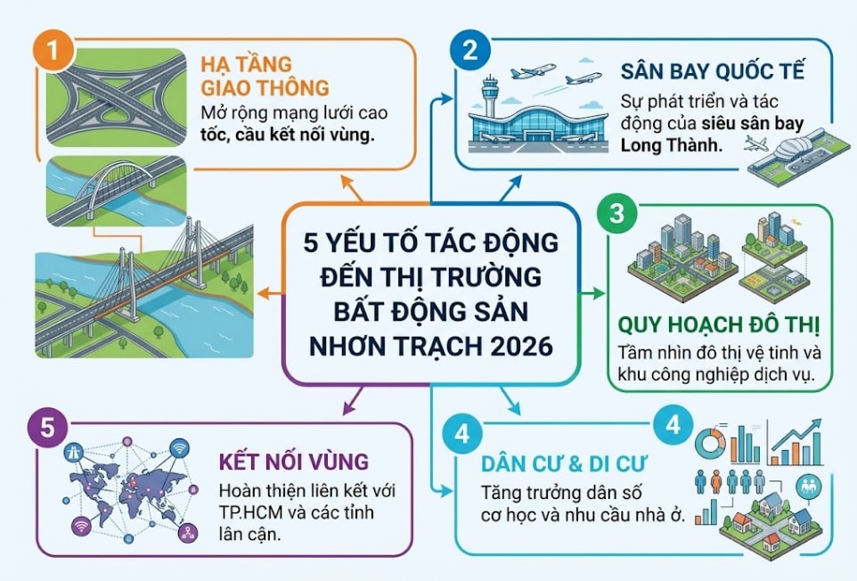 5 yếu tố tác động đến thị trường bất động sản Nhơn Trạch 2026