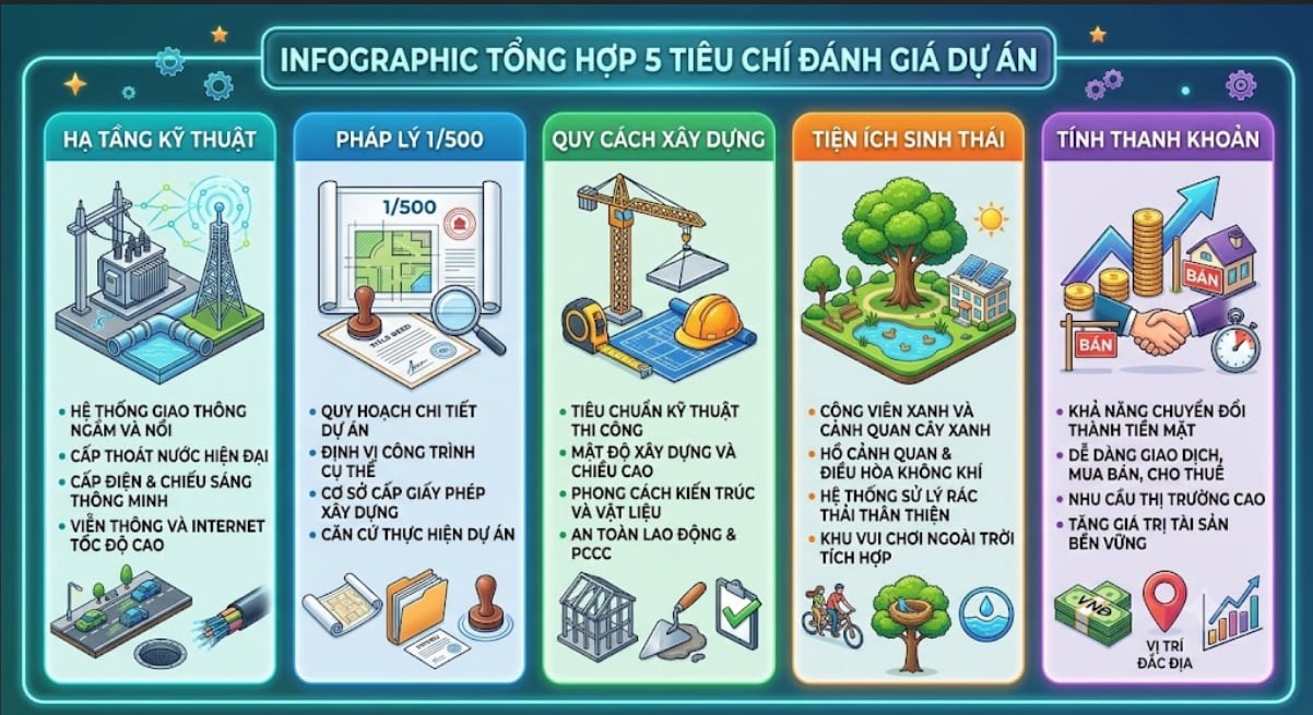 Infographic so sánh 5 tiêu chí giữa đất nền Mega City 2 và đất dân tự phân lô