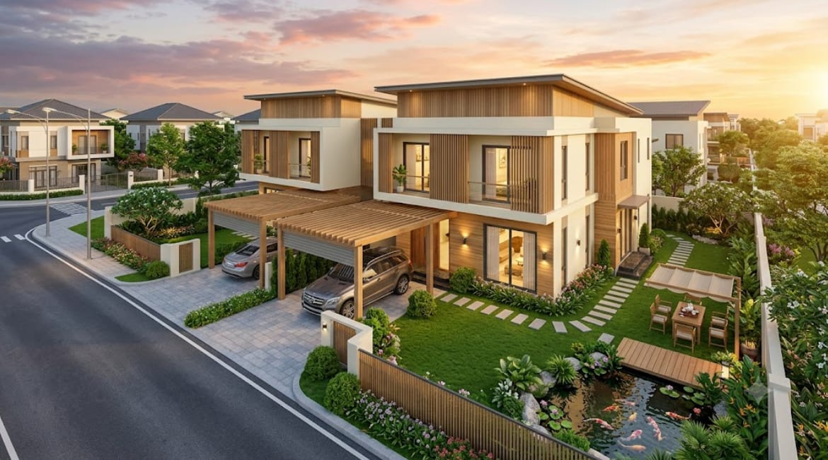 Mẫu thiết kế biệt thự vườn diện tích 200m2 ven công viên tại Mega City 2