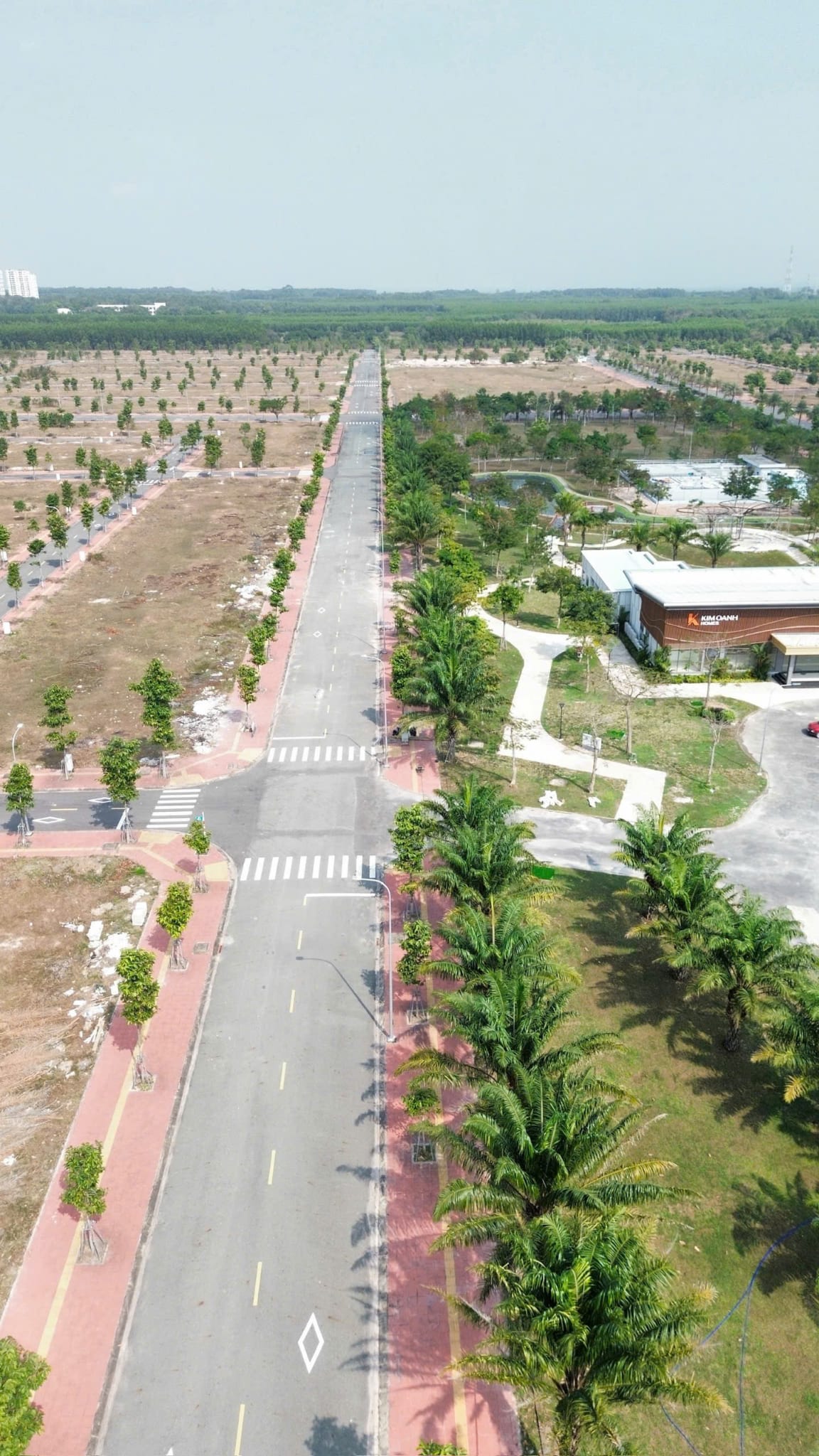 Góc nhìn từ trên cao về đường nội khu và cảnh quan Mega City 2