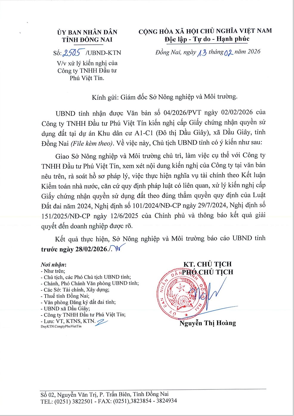 Tài liệu pháp lý The Link City – Công văn xác nhận pháp lý dự án