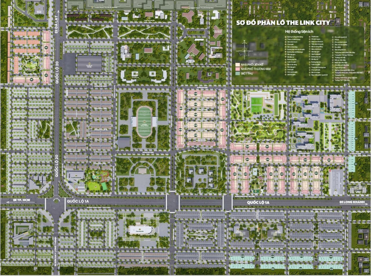 Sơ đồ mặt bằng phân lô tổng thể 1 phần 500 dự án The Link City Dầu Giây