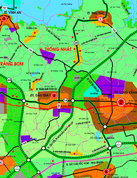 Bản đồ quy hoạch hạ tầng giao thông kết nối dự án The Link City Dầu Giây Đồng Nai