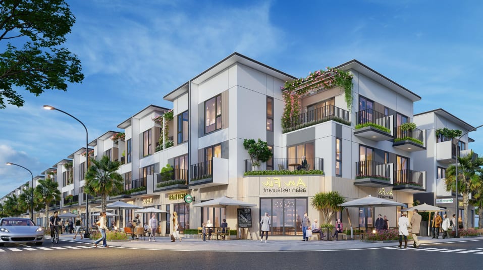 Bản vẽ phối cảnh kiến trúc mẫu nhà phố liên kế T3 2b dự án The Link City Dầu Giây