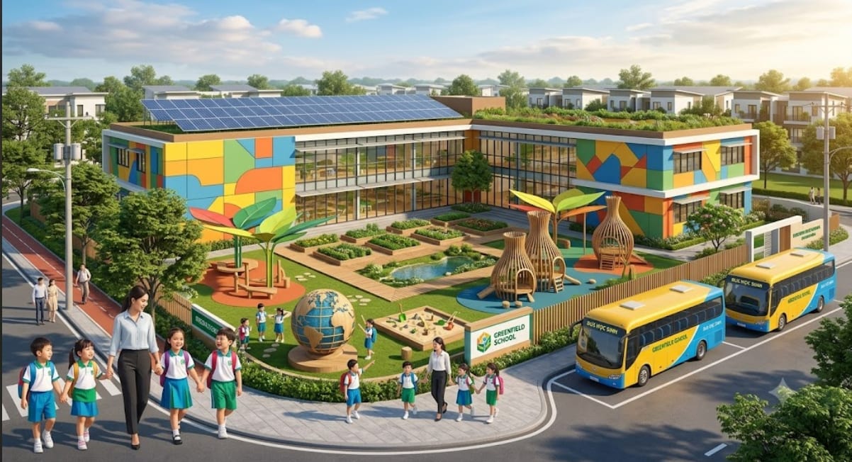 Phối cảnh trường mầm non tiêu chuẩn quốc tế nội khu The Link City Dầu Giây