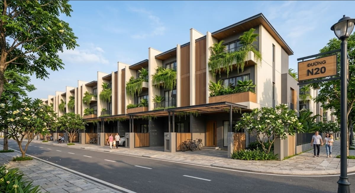 Phối cảnh 3D dãy nhà phố liên kế block LK17A đường N20 dự án The Link City Dầu Giây
