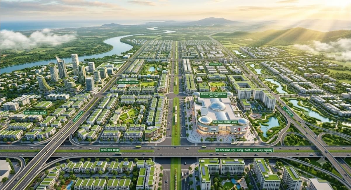 Phối cảnh quy hoạch phát triển đô thị Dầu Giây hiện đại giai đoạn 2026 đến 2030