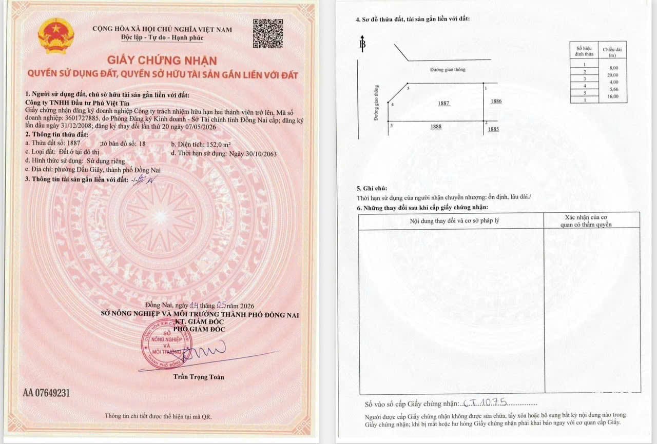 Giấy chứng nhận quyền sử dụng đất sổ hồng trao tay dự án The Link City Dầu Giây