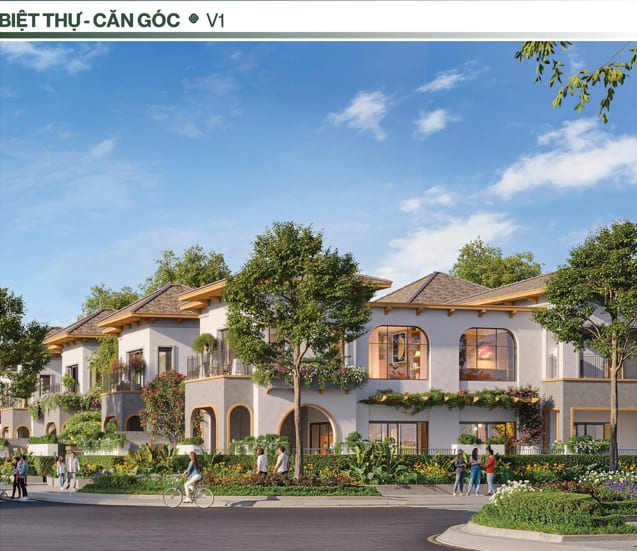 Không gian sân vườn cảnh quan biệt thự The Link City Dầu Giây xanh mát