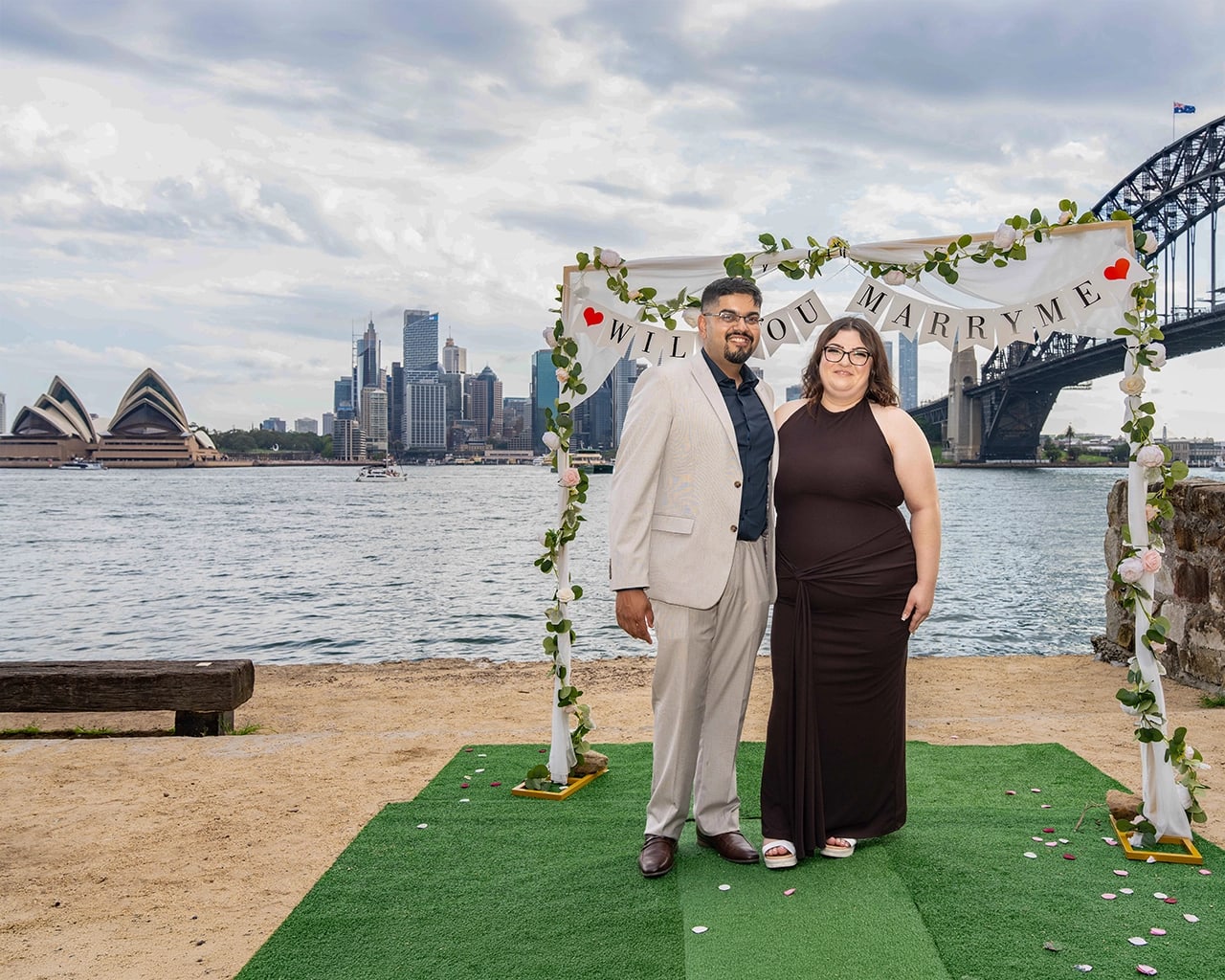 Sydney proposal photographer — Opera House Harbour Bridge will you marry me
