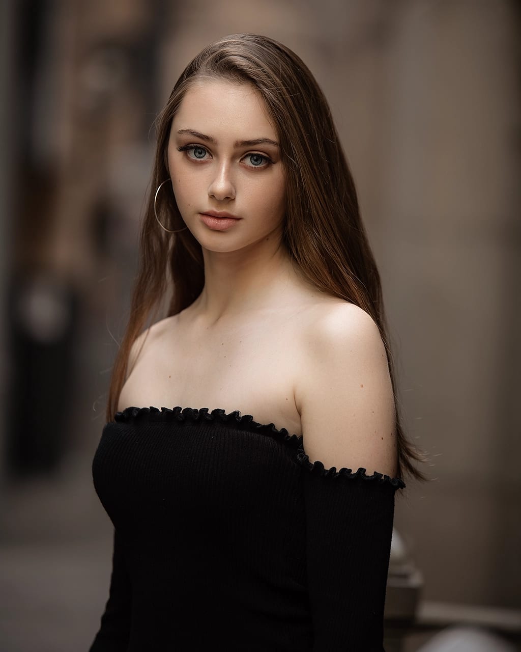 Sydney portrait photographer — woman urban black off shoulder top by Shekhar Jay Photography