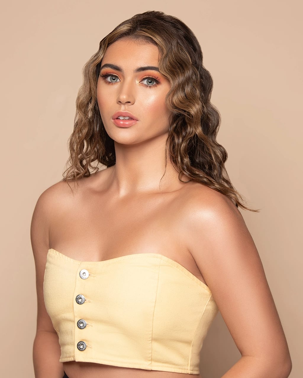 Sydney beauty headshot photographer — orange eyeshadow warm tones by Shekhar Jay Photography
